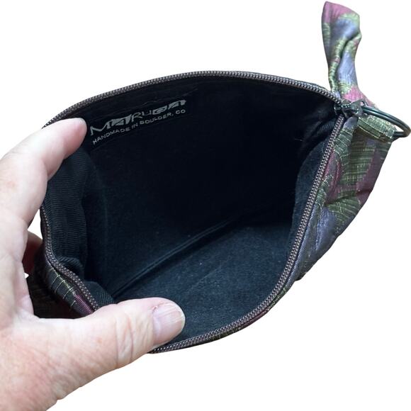 Maruca hand made in Boulder Colorado fabric wristlet clutch purse green purple - Picture 4 of 7